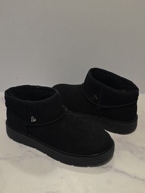 Skechers Slip Ins Black Suede Ankle Boots with Strap  Brand New